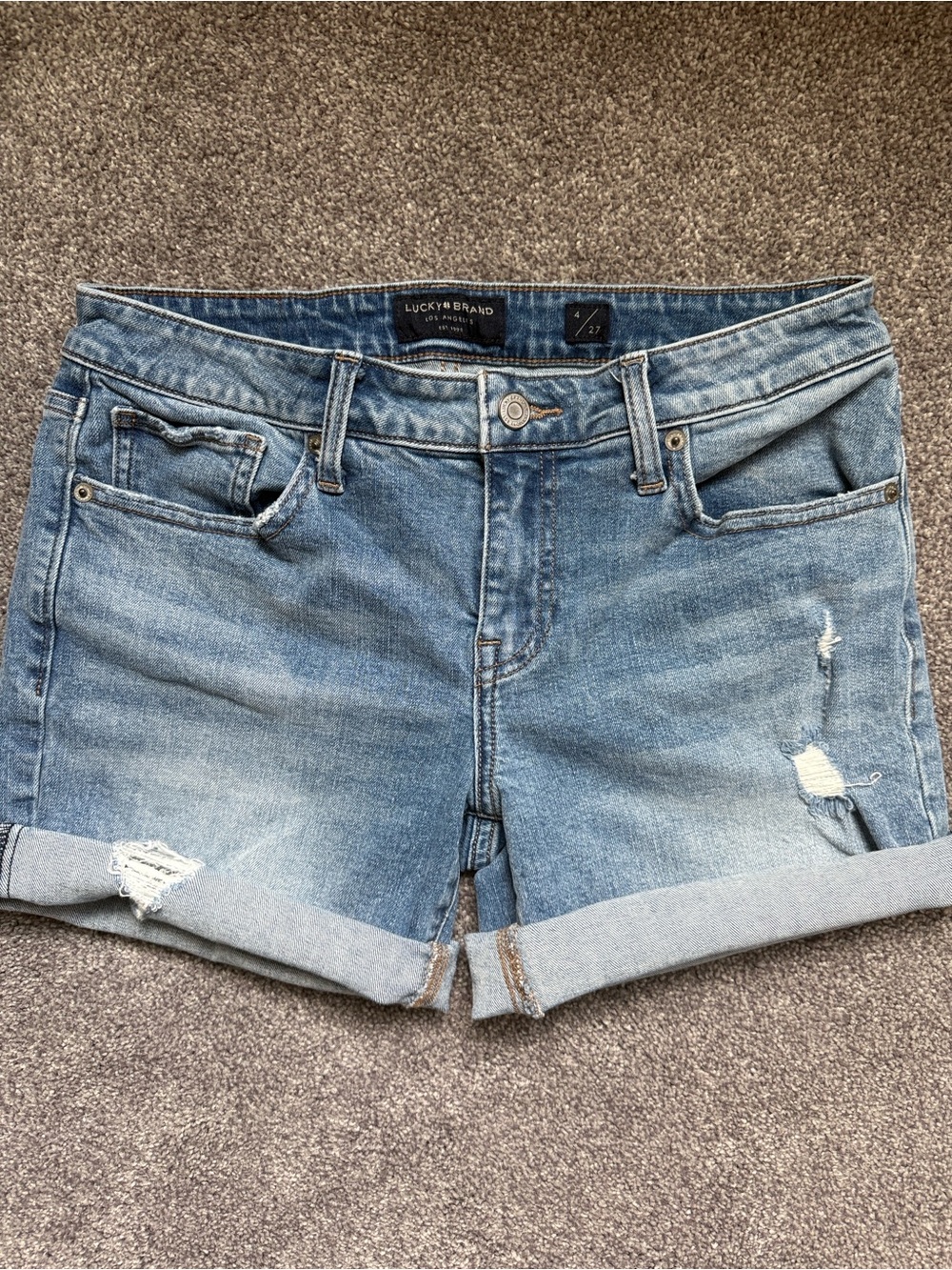 Lucky Brand Distressed Light Blue Denim Shorts